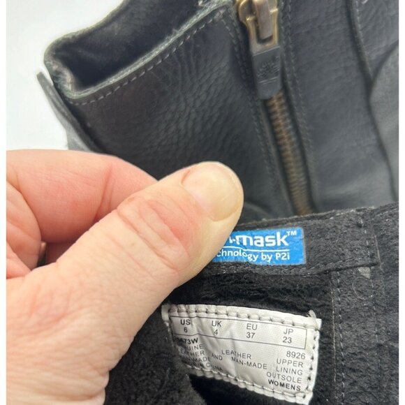 Timberland Black Leather Heeled Ankle Motorcycle Riding Dress Boots Size 6 - Picture 9 of 9